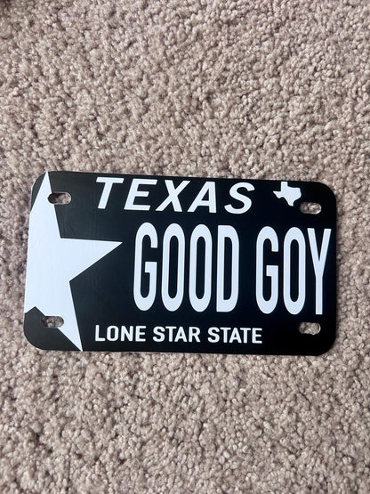 Texas Design Motorcycle License Plate: Personalized Vinyl Decal (7x4 inches ) /CUSTOM Text