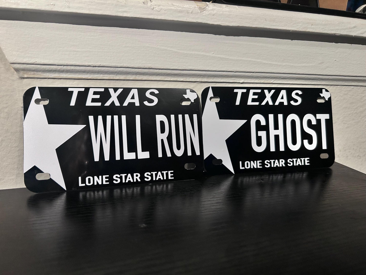 Texas Design Motorcycle License Plate: Personalized Vinyl Decal (7x4 inches ) /CUSTOM Text