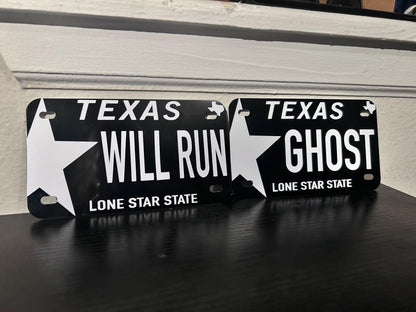 Texas Design Motorcycle License Plate: Personalized Vinyl Decal (7x4 inches ) /CUSTOM Text