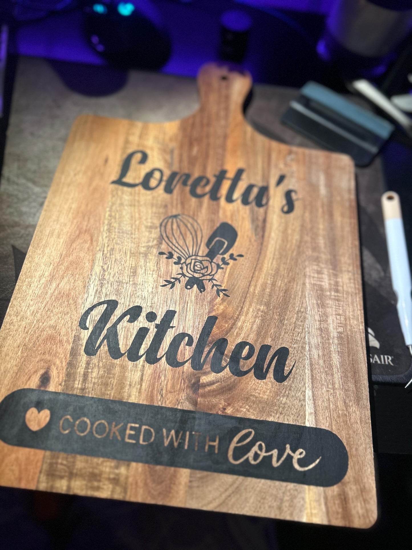 Custom Wooden Cutting Board With Handle: Personalized Paddle Board