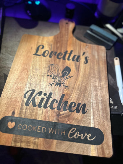 Custom Wooden Cutting Board With Handle: Personalized Paddle Board
