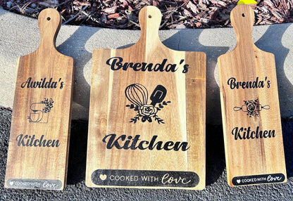 Custom Wooden Cutting Board With Handle: Personalized Paddle Board
