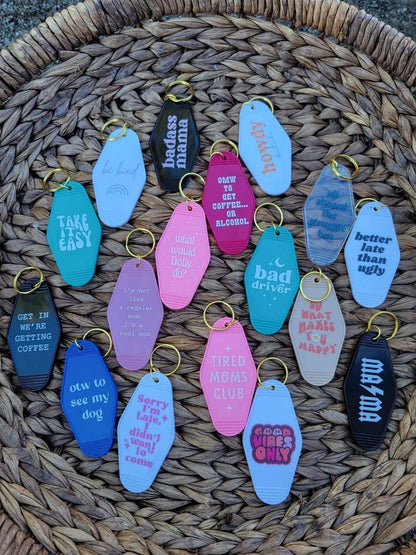 Custom Vintage Motel Keychain: Personalized Car Key Tag
