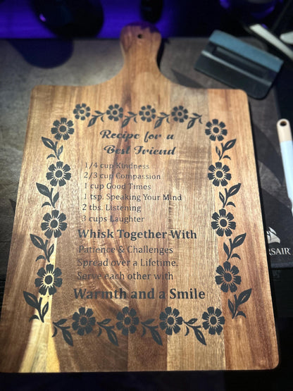 Custom Wooden Cutting Board With Handle: Personalized Paddle Board