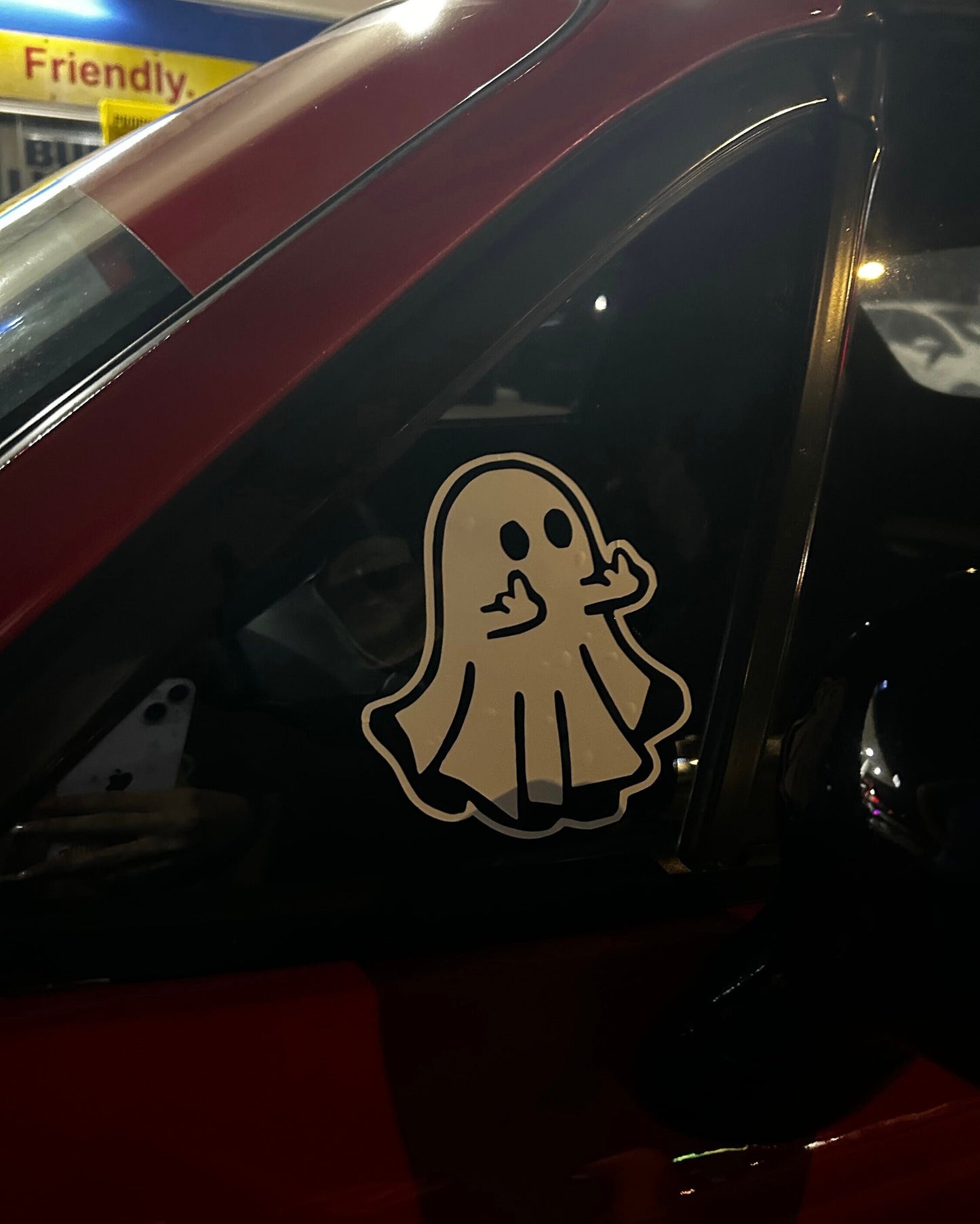 Ghost with Middle Finger Decal - Decal for Cars, Laptop, Vehicle, Custom.