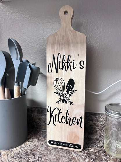 Custom Wooden Cutting Board With Handle: Personalized Paddle Board