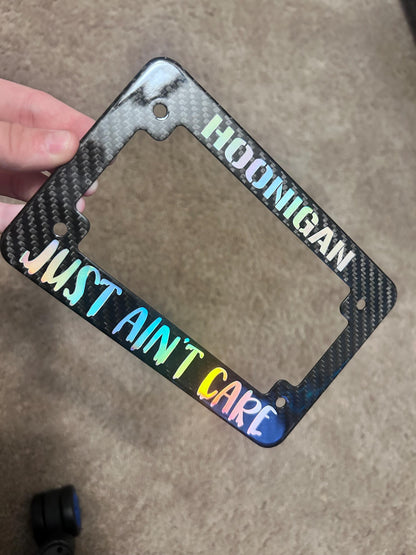 Custom Vinyl Motorcycle License Plate Frame:  Style