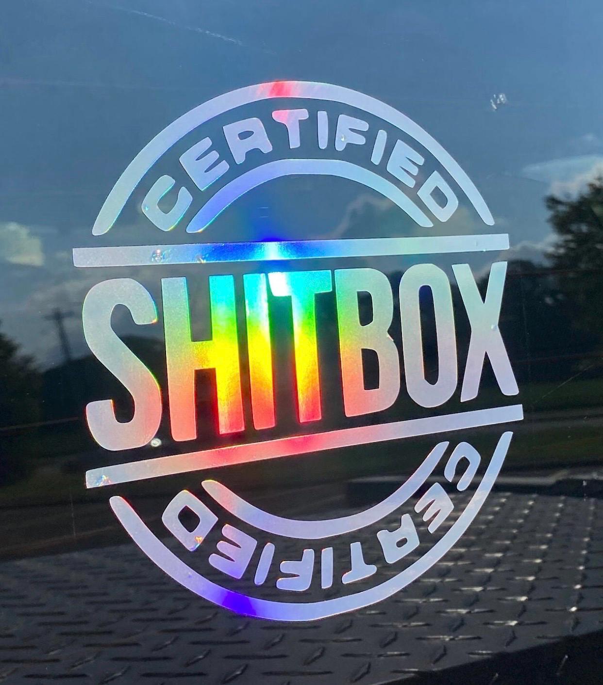 Shit Box Certified Decal - Decal for Cars, Laptop, Vehicle, Custom.
