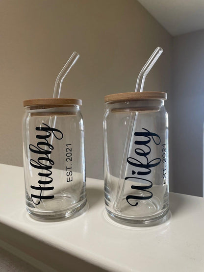 Custom Glass Iced Coffee Tumbler - 16oz Personalized Drinkware